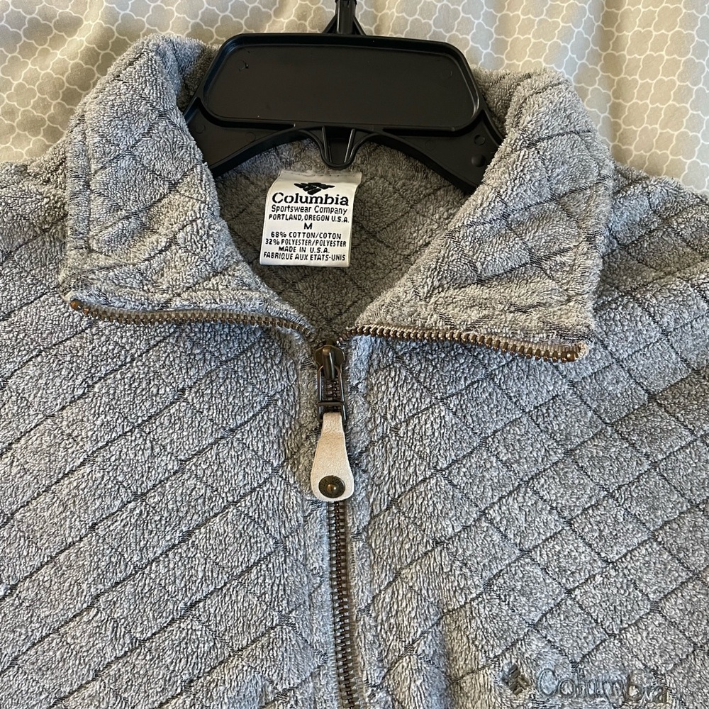 Columbia Light Gray Quilted Fleece Jacket